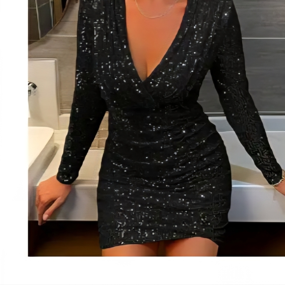 Black Sequin Mini Dress